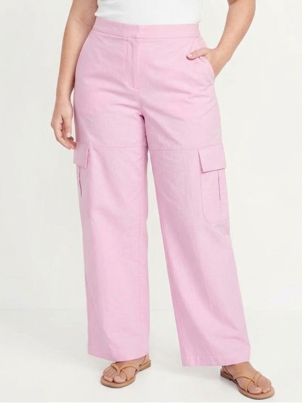 ELOQUII High-Rise Cargo Culottes - Cropped Wide Leg Pink Wide Leg Size 20 NWT